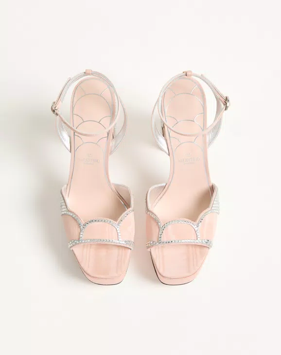 Valentino Bowow Platform Sandal In Moiré Fabric With Crystals 115Mm - Image 5